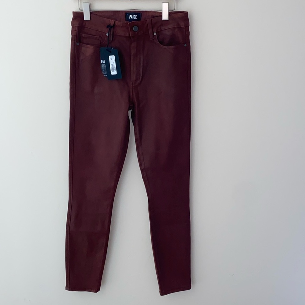 Paige Transcend -Hoxton High Waist Skinny Jeans Burgundy size 30